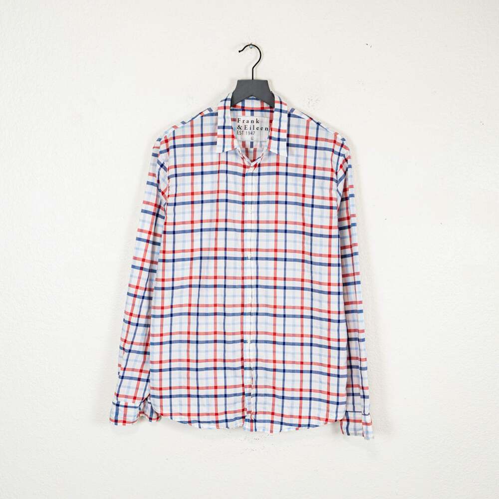 Frank & Eileen Men's Button up PAUL Shirt Red Blue white check size Large